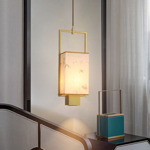 新中式单头小吊灯卧室床头灯简约创意茶室吧台餐厅吊灯走廊过道灯