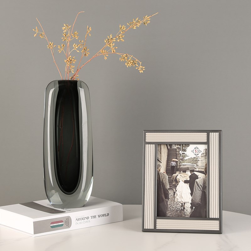 皮革金属相框相架6寸7寸样板房卧室床头柜摆件装饰品画框相册摆台