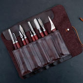 将公不锈钢U型戳刀V拉刻刀红檀手柄厨师食品水果雕刻刀雕花刀 包邮