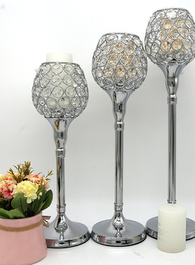 欧式水晶烛台时尚金属蜡烛杯婚庆烛光晚餐蜡烛台家居装饰烛台摆件