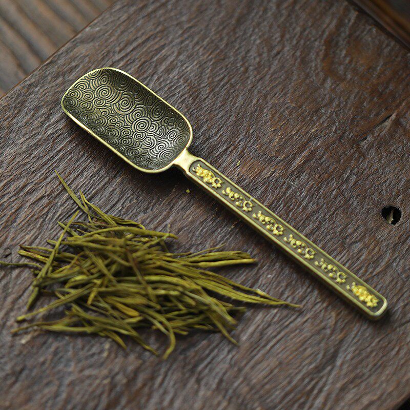 禅意竹根插针日式竹艺茶勺功夫茶具配件茶道零配竹四君子合金茶匙