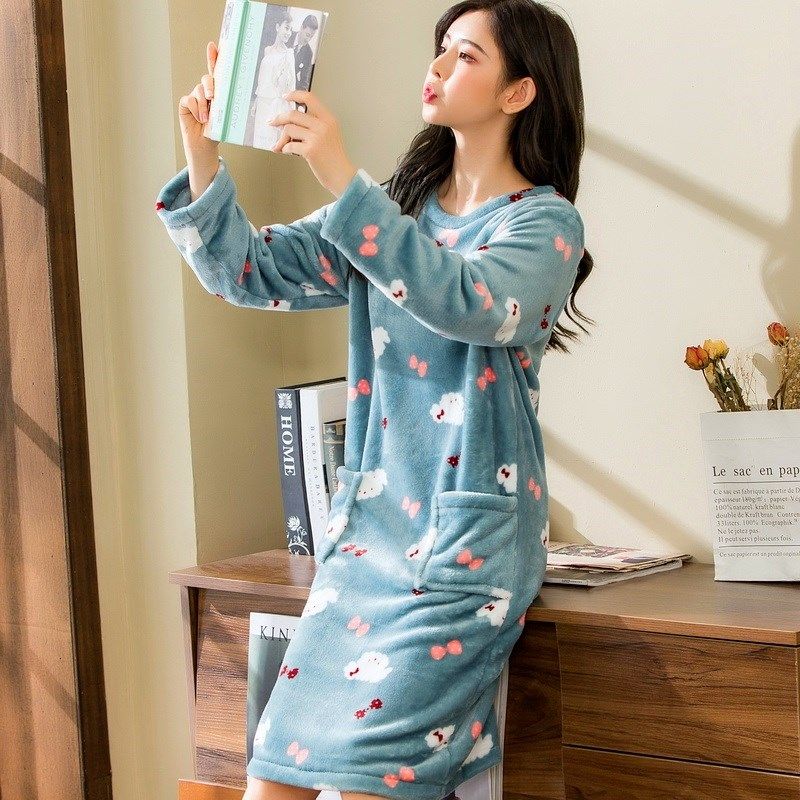 加厚秋冬卡通法兰绒睡裙女睡衣家居服长款珊瑚绒浴裙可爱柔软舒适,女士内衣/男士内衣/家居服,睡裙,淘宝优惠券,粉丝福利购,淘宝优惠卷