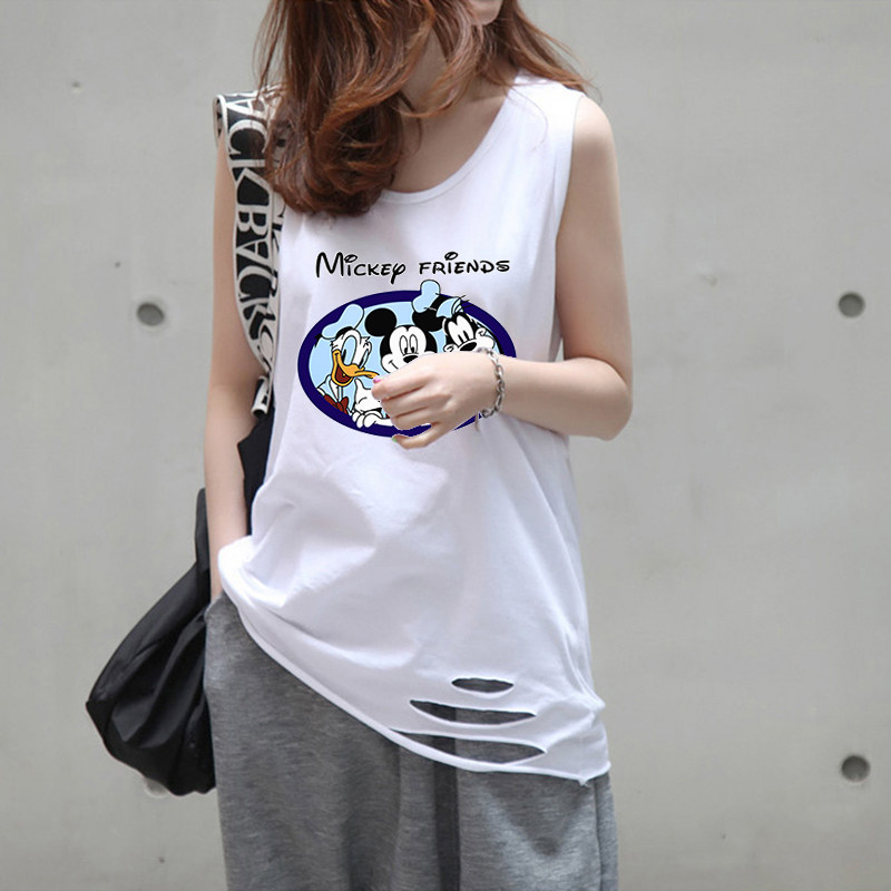 大款宽松无袖内搭棉破洞遮肚子胖背心外穿潮加肥加大码吊带女内搭