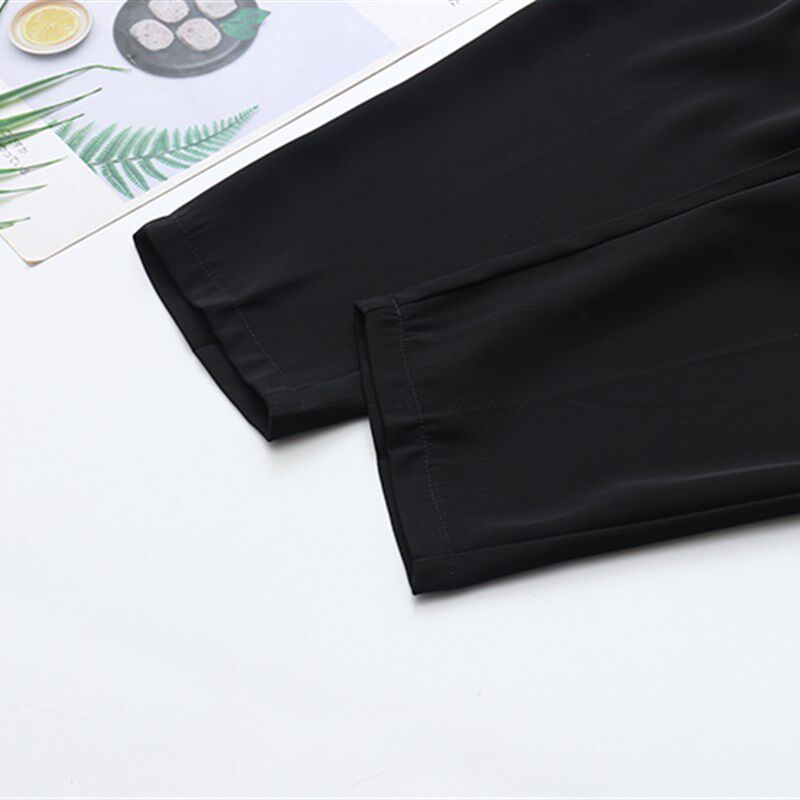 8207胖妹妹mm大码休闲西裤女夏薄九分裤210斤高腰宽松显瘦小脚