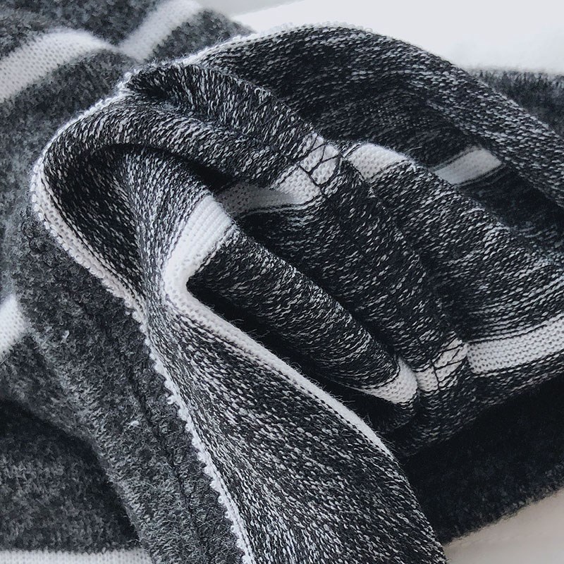 软绵绵舒适毛绒绒条纹针织打底衫上衣女春季休闲宽松百搭短袖T恤