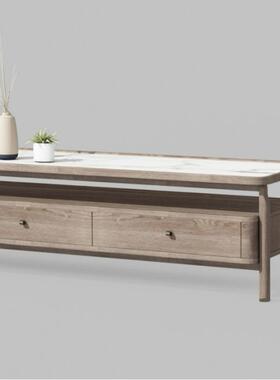 原木风ONB电视茶几组合白橡木纹理开抽屉家+放格收纳柜用客厅套