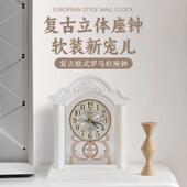 欧式 饰英钟静音摆钟锤时AXS钟墅客厅装 台式 座家石用摆件钟表别装