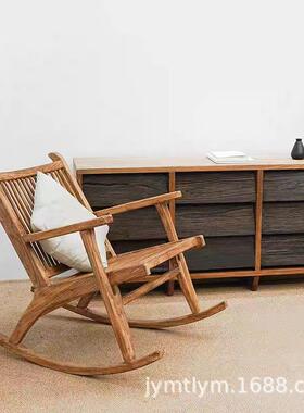 实木摇YIH椅躺椅家休躺闲椅民用宿露台瑶瑶椅老榆木懒人瑶午睡瑶