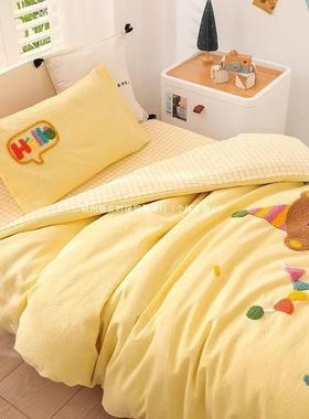 水PHA洗六棉幼儿园斜被子三件套入园午睡件套童儿洗被套褥套可拆