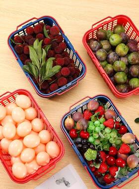 水果采摘篮塑料OFQ手提草莓李子子葡桃萄筐长方篮形杨梅猕猴子樱