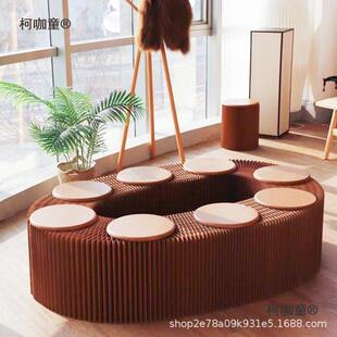 一墙纸隔创LSZ意折叠伸缩懒沙发凳凳时人矮尚客家具风琴厅纸凳麦