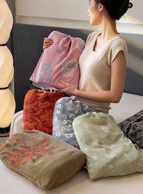 家居旅好纯行棉馆A类色织提TKN花双层睡袋出差旅游酒纱店宾隔脏布