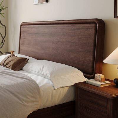 约现HUT代简黑胡桃木物实木床1米8双中人床气压储大床式家具