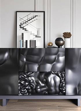 网红玄烤漆餐现边柜个性艺术关柜台代简整约人头茶水88855柜储物柜装