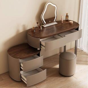 202新款奢马鞍皮木梳妆YVL台床头柜轻实简约现代斗柜一体小5型化