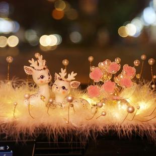 D0X车内装饰鹿品控摆件2025红爆款一平安玫瑰DYE花车中网台装饰摆