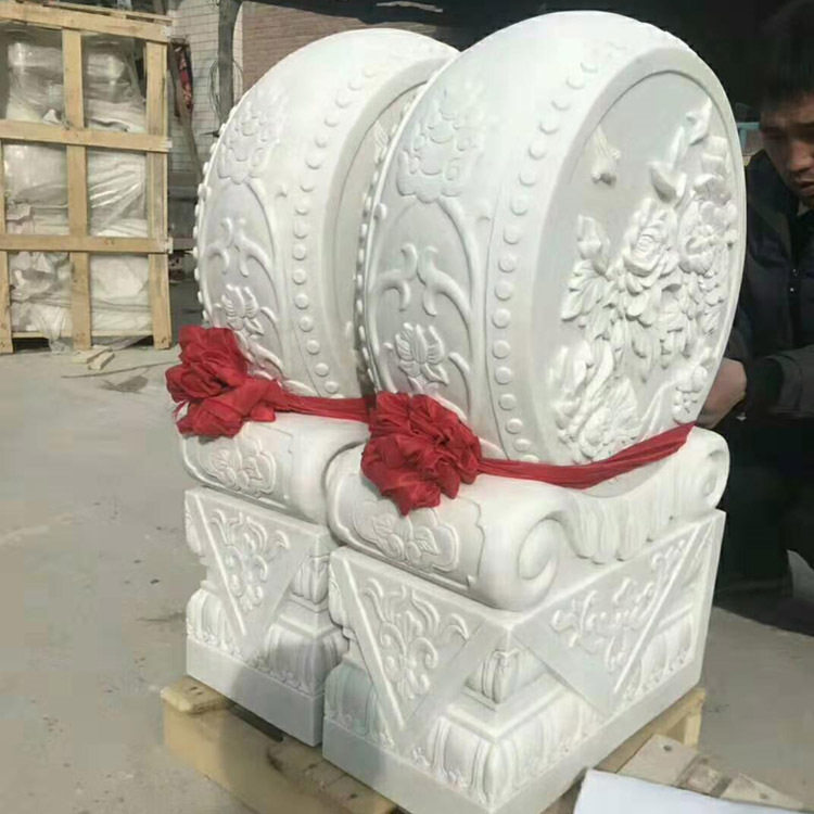 福建青石石雕抱鼓石门墩一对