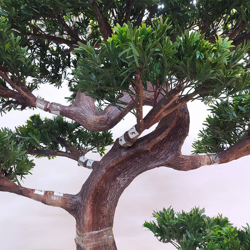 真仿松树绿仿植景人造景观假树造迎客松真盆景枯树PCP摆件罗汉松