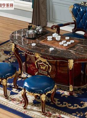 式大理石喝茶欧桌椅合办公室功夫泡ROZ茶台水实组木红檀色阳台茶