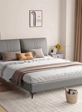 科技布实木床米现代简约1.8床米卧室双NAJ人床家主卧大用1.5出租