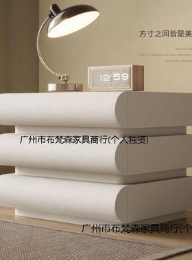 新床款网红ZCK奶风白色床头皮柜质意式极简卧室油实木边收纳储物