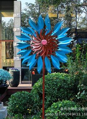 田园铁艺风车境工品家居庭户外院花园金属风车铁件艺摆跨件户外别