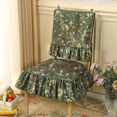 欧式园餐椅垫美式乡村椅子围垫坐588垫复古感轻奢氛田椅背巾套罩