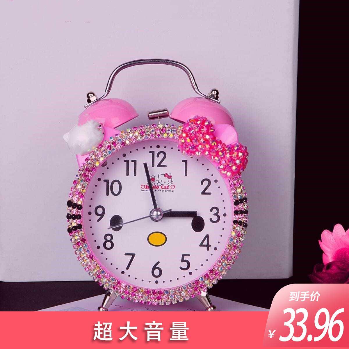 儿AHO童网红主桌面闹铃女孩公钟女童生闹时钟可爱学卧室包邮