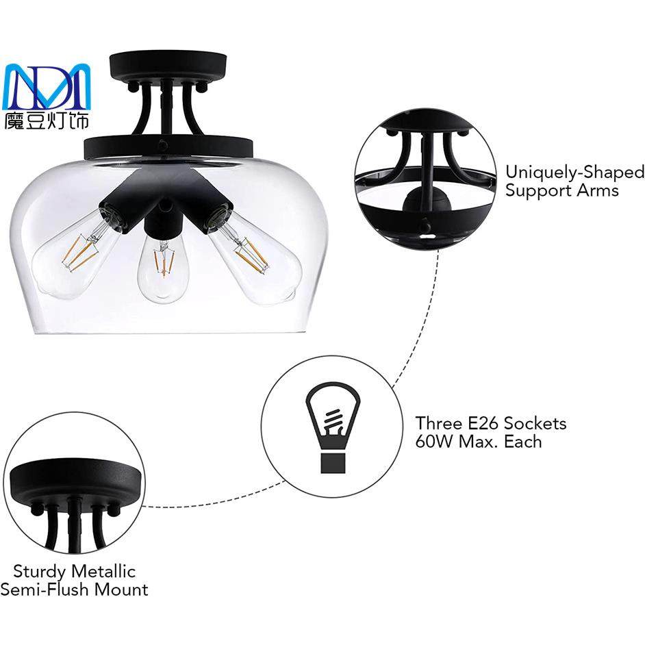 复古工业风透明玻璃天板吸顶灯3头花BOL厨房岛餐桌走廊客厅灯具,鲜花速递/花卉仿真/绿植园艺,其它园艺用品,淘宝优惠券,粉丝福利购,淘宝优惠卷