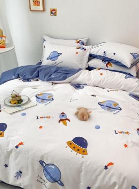 00纯四全棉被套床笠款棉床单人4儿童卡通床上用品三1件UXB套男孩
