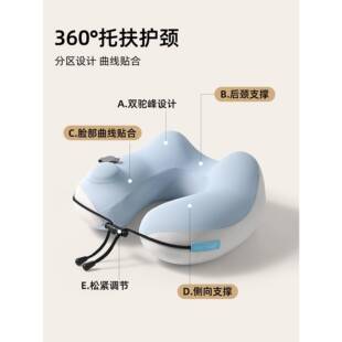 按压式气u型枕旅行枕头靠子冰丝MNM坐车飞机便携空气充枕u脖形护