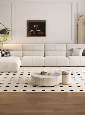 新款爪布沙发油奶艺风现猫代LSL简约客厅直排超深坐宽布艺沙发