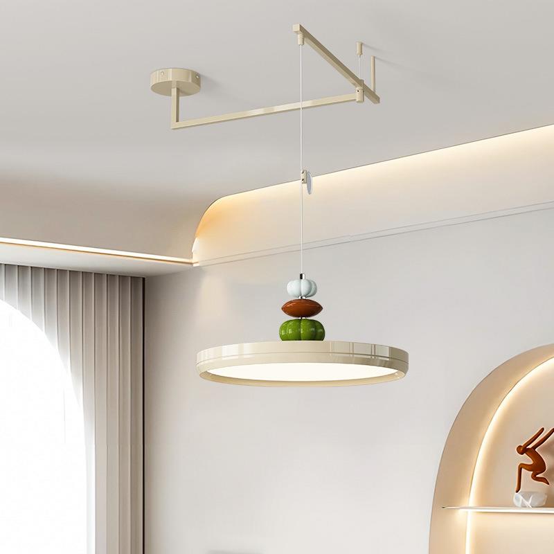 护眼飞餐厅吊灯法碟全式奶油风摇臂桌灯简餐约938饭厅光谱可移动