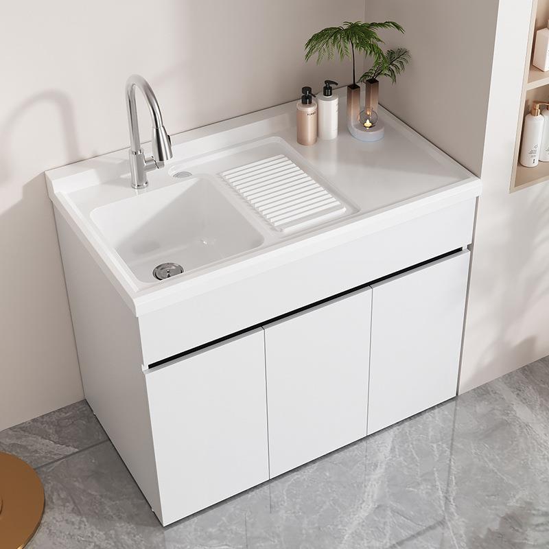 组合带搓板蜂户窝水槽小型单柜洗手台盆63596新品阳台洗池衣柜浴铝室柜