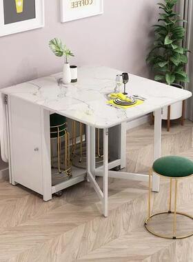 折叠餐餐椅组桌RBY合家功用可移动伸小户型缩长方形多能带轮吃饭