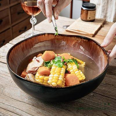 2菜025新款包F979TJS7年邮9.5英寸陶瓷酸鱼大碗酒店盆汤大号