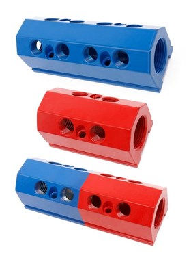 模具集水器 注塑机水排IM4集水块铝材水排红O蓝色直线分水器歧管
