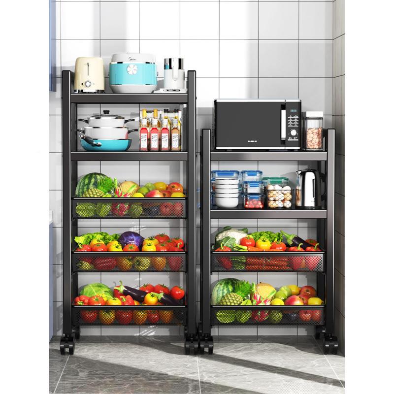 不锈钢厨房置物落地层推架家用浴室小车多蔬菜篮收纳ntXZ7qw9架子