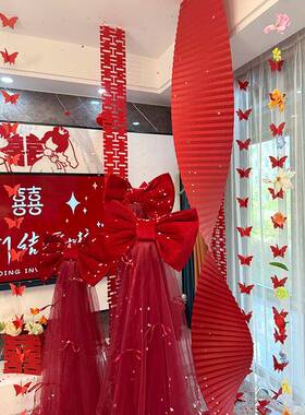 锁美家居新路款TTT10077婚装饰超大蝴蝶结结背氛景墙婚礼围场景布