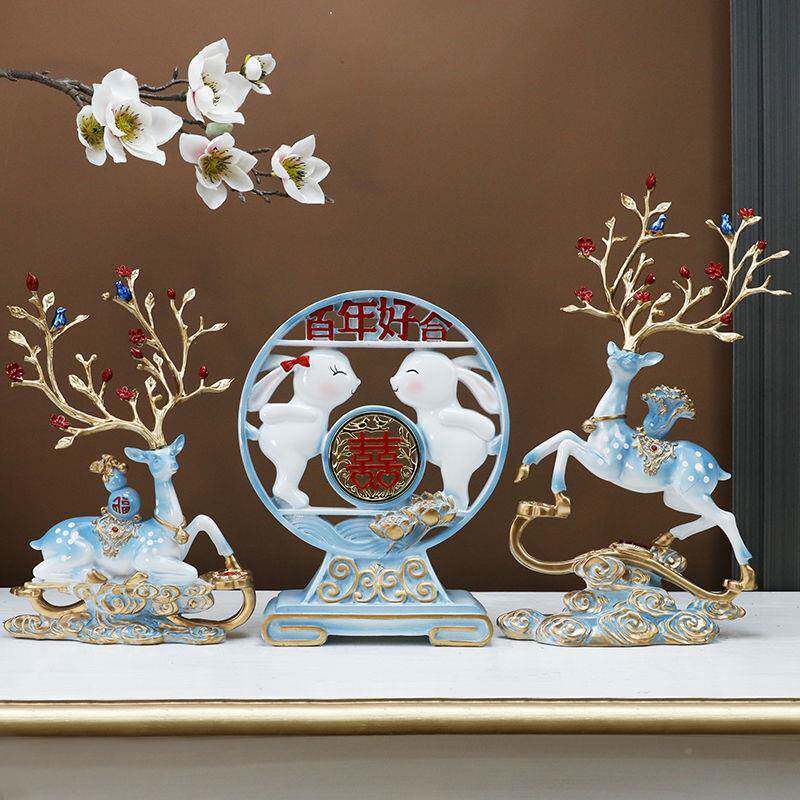 新婚结婚礼物送新闺XFY蜜新娘鹿人摆件客厅婚高装饰订婚礼房品档