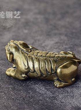 黄铜麒麟摆桌面茶几神兽摆饰纸BJ29装件饰品貔貅麒麟饰品镇件摆手
