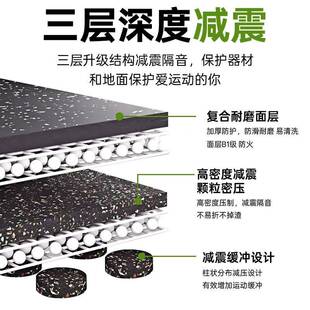 举重区防滑地垫健身中房心音胶防冲击AYY大面积铺设减震隔健身橡