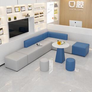 接口腔诊所候诊医院牙科沙发直角待会客等候休室闲茶休息区无品牌