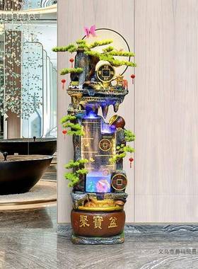假山流水招财进宝鱼缸件业喷泉加湿YRD循水鱼缸环客厅摆玄关乔迁