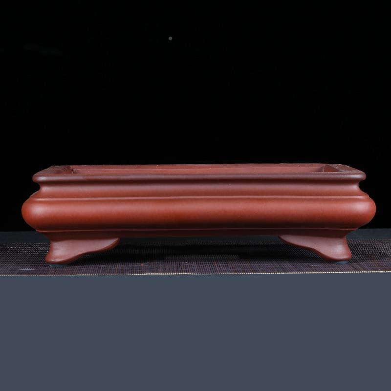 紫砂花肉仿盆浅矮种古精WJK品多菖蒲高档室内假山盆景盆长方盆形