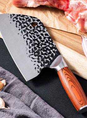 阳MNZ家江手工锻不打菜刀片锈钢刀具厨师切肉厨房用切网红斩切刀