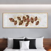 北间欧卧室装 饰画杏叶客W085厅长幅横画现代约装 饰房银布置床头简