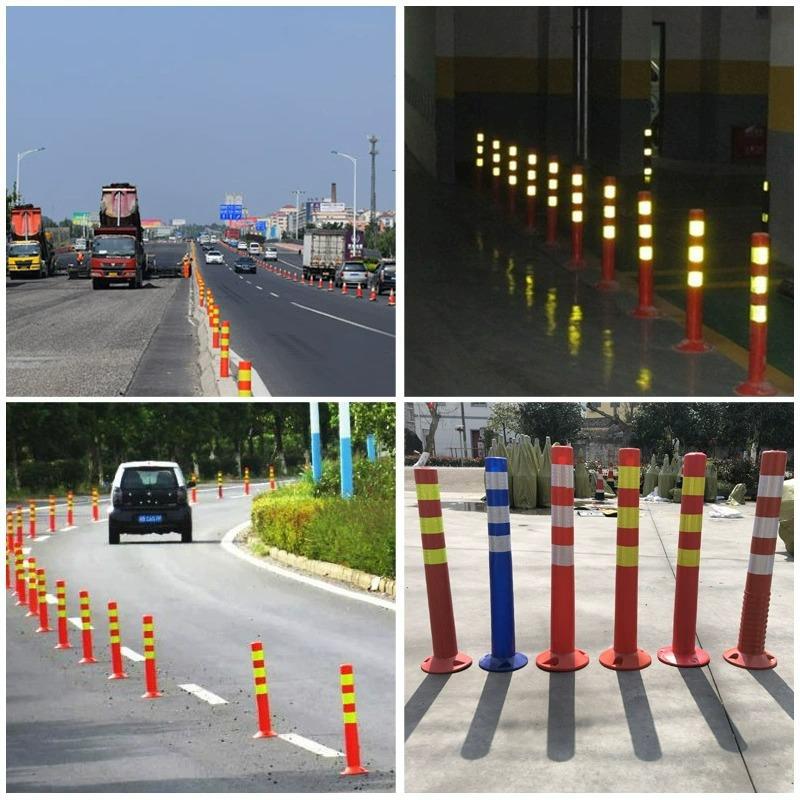 警示柱PU弹力柱防撞75CM塑料反光柱护栏隔离桩柔性道路分道口路桩