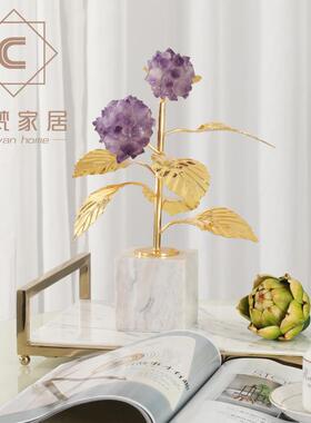 轻艺奢家居家饰品创意然紫色水晶X1025球特色样板间玄金属摆关件