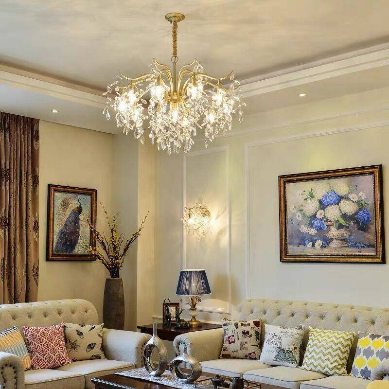 式奢树枝水20403晶客美厅吊灯复古法式创意艺卧术室书房餐厅轻玄